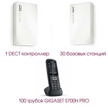 Gigaset N720 Set5, DECT комплект (1 контроллер, 30 баз, 100 простых трубок)